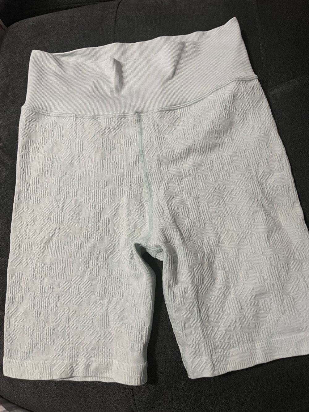 High-Waist Textured Light mint green Women's Bike Shorts